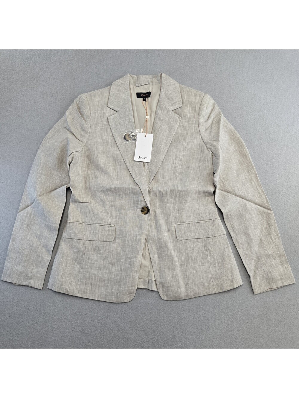 Quince European Linen Structured Blazer Womens S Flax Beige 100% Linen NWT